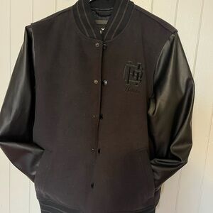 Hollister Black Bomber Jacket with Leather Sleeves